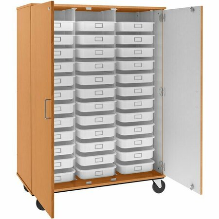 I.D. SYSTEMS 67'' Tall Light Oak Mobile Storage Cabinet with 36 3 1/2'' Trays 80275F67024 538275F67024